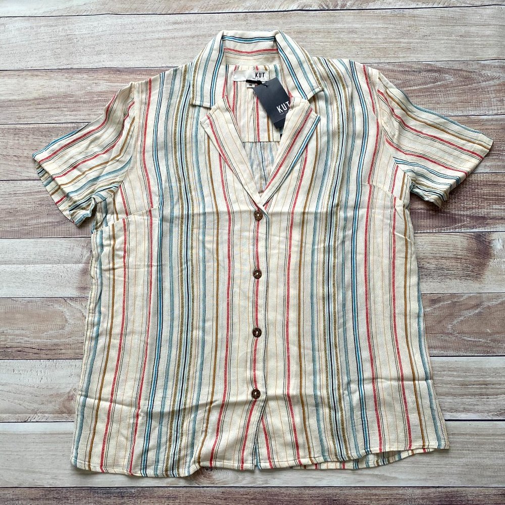 Women's Kut from the Kloth Striped Button Down Blouse | Size XS | New with tags